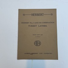 Herbert No 9 & 9s Combination Turret Lathe  Spare Parts List