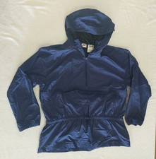 Vintage Nike Women s Large Blue 1/2 Zip Hooded Nylon Windbreaker Jacket