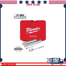 1/4 in. Drive SAE/Metric Ratchet and Socket Mechanics Tool Set, 90 tooth (25pcs)