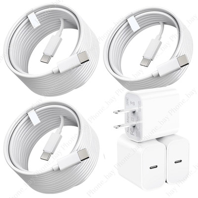 20W USB-C Fast Charger For iPhone17 16 15 14 13 12 11 Pro Max Type C Cable 3PCS
