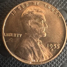 1955-S BIE Lincoln Wheat - Reverse Cracks - UNC BU Red - Error Variety