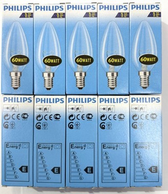10 Glühlampen Kerze 60W E14 230V Lampe Klar Glühbirne