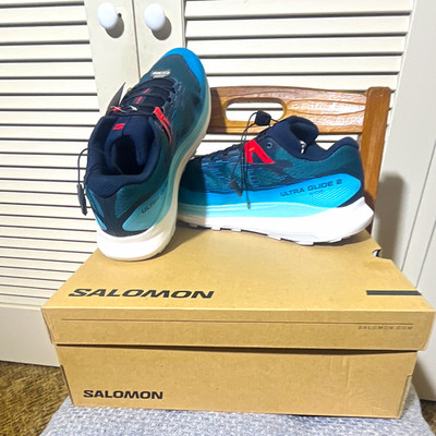Salomon Ultra Glide 2 Men's Low Top Running Shoes Lace Up Synthetic Blue/Red