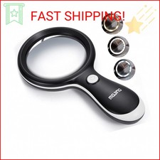 MOJINO 10X Lighted Large Handheld Reading Magnifier Glasses with 18 LED Lights f