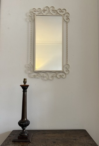 A 20thC Hollywood Regency Style, White Scroll Metal Mirror 79cm, C1970s - Picture 2 of 10