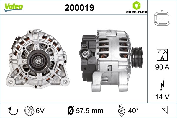 Valeo Lichtmaschine Generator FüR Peugeot 206 CC 2D 1.6 16V 2.0 S16 2A/C 1.4I-image