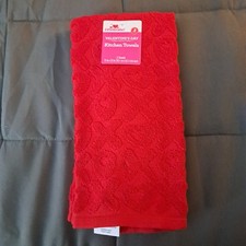 Two Kitchen Towels - Red With Hearts And Xs New With Tag