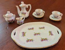 Vintage CHildrens Mini Porcelian Tea Set with Tray