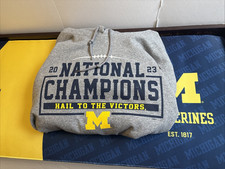 Michigan Wolverines 2023 National Champions Hoodie Gildan Gray Size Large New