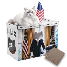 White Cardboard Cat House Scratcher Indoor Box Playhouse Castle Pet Furniture