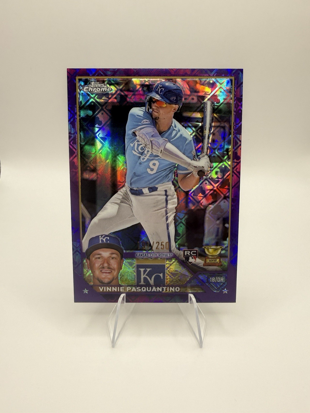 Topps 2023 Chrome Logofractor Purple Rookie Vinnie Pasquantino #119 Royals /250