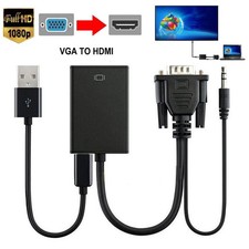 Image of VGA To HDMI Output 1080P HD + USB Audio TV AV HDTV Video Cable Converter Adapter