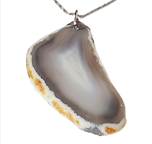 Italien Halskette große Achat Scheibe Anhänger Sterlingsilber ka 1772 Kette Vintage - Bild 4 von 7