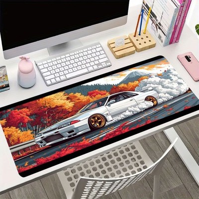 A Japanese JDM Racing Design Gaming Mouse Pad - Featuring a Non-Slip Rubber Ba