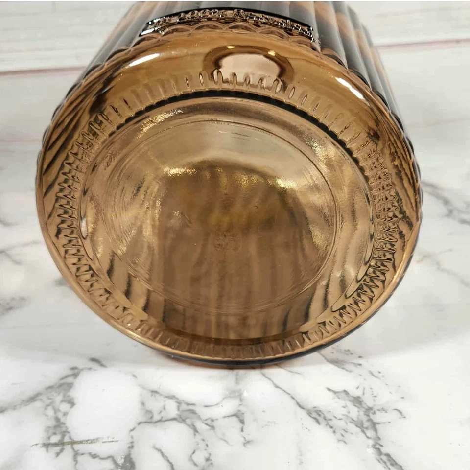 Jarrón de vidrio marrón diseño acanalado vidrio reciclado - decoración del hogar estilo vintage Foto 4 de 4