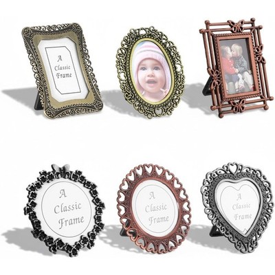 Vintage Mini Picture Frames Set of 6, 1 Inch Small Metal Photo Frames Antique