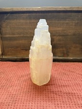 Selenite Crystal Tower Candle Holder Carved Stone Lamp Healing Decor