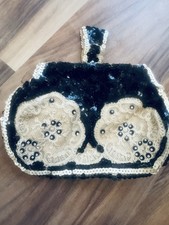 VTG 30's 40s Beaded Evening Bag Art Deco Clutch Handbag Sequins Beads Lace Goth