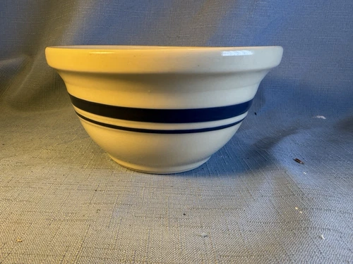 Vintage Roseville Friendship Pottery Ohio Blue Stripe 6 3/8"  Mixing Bowl