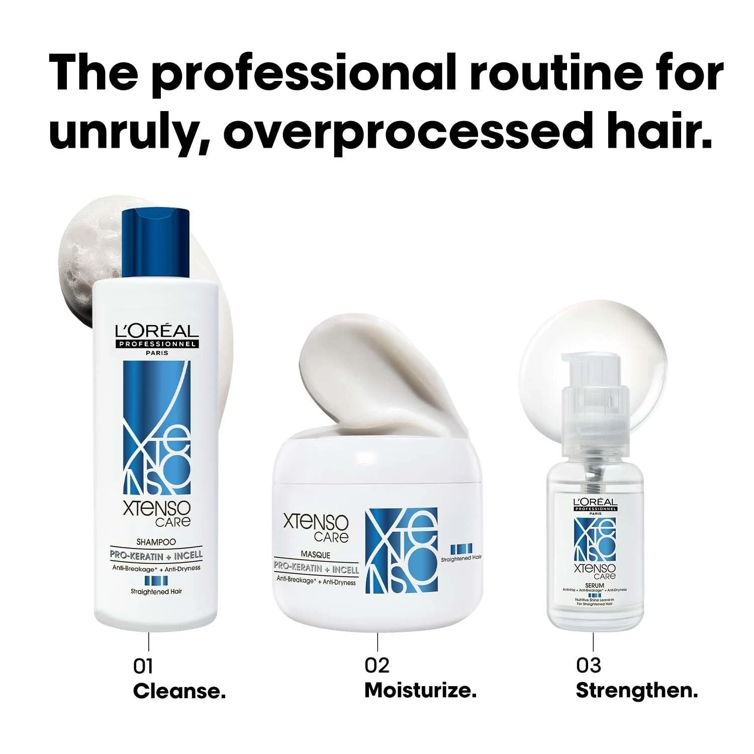 L'Oreal X-tenso Care Straight Hair Shampoo 250 ml / Masque 200 ml / Serum 50 ml