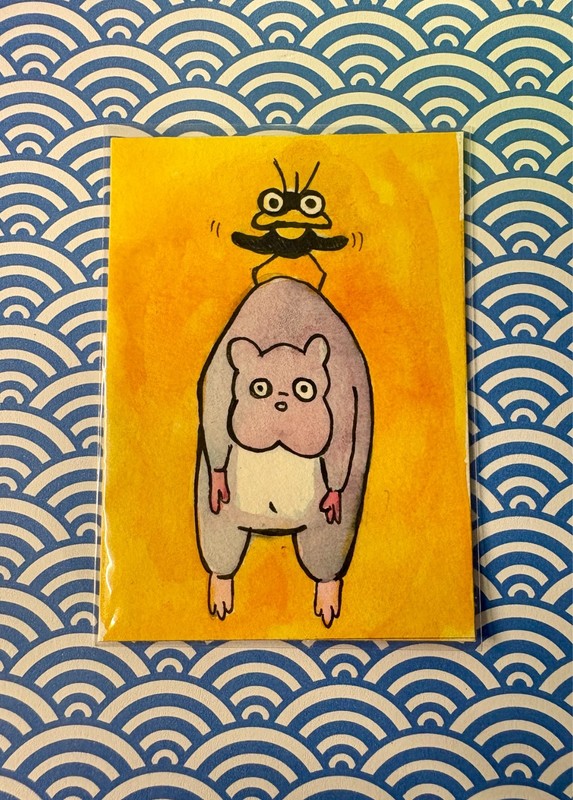Mouse and Bird Spirited Away Fan Art ACEO Art Card  Painting by KayshaLacyArt