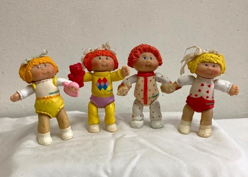 Vintage 1984 Cabbage Patch Kids Dolls Mini PVC Posable Lot Of 4 Figures