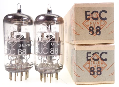 2x ECC88 = 6DJ8 = E88CC Telefunken Radio Triode Röhre Tube pair NOS - Bild 1 von 4