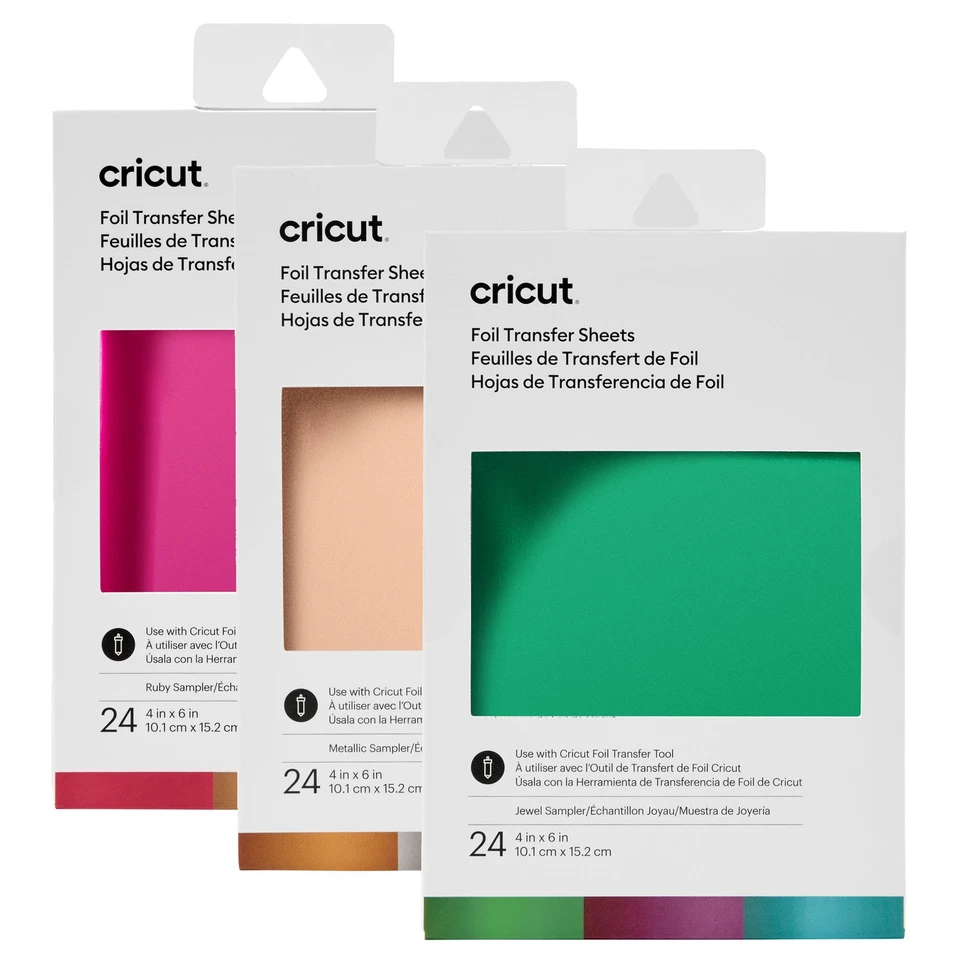 Cricut Foil Transfer Sheets Sampler 4 x 6" - 24 Blatt je Set - vers. Farben