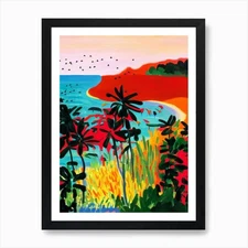 Cha Am Beach, Thailand Hockney Styl Framed Wall Art Poster Canvas Print Picture