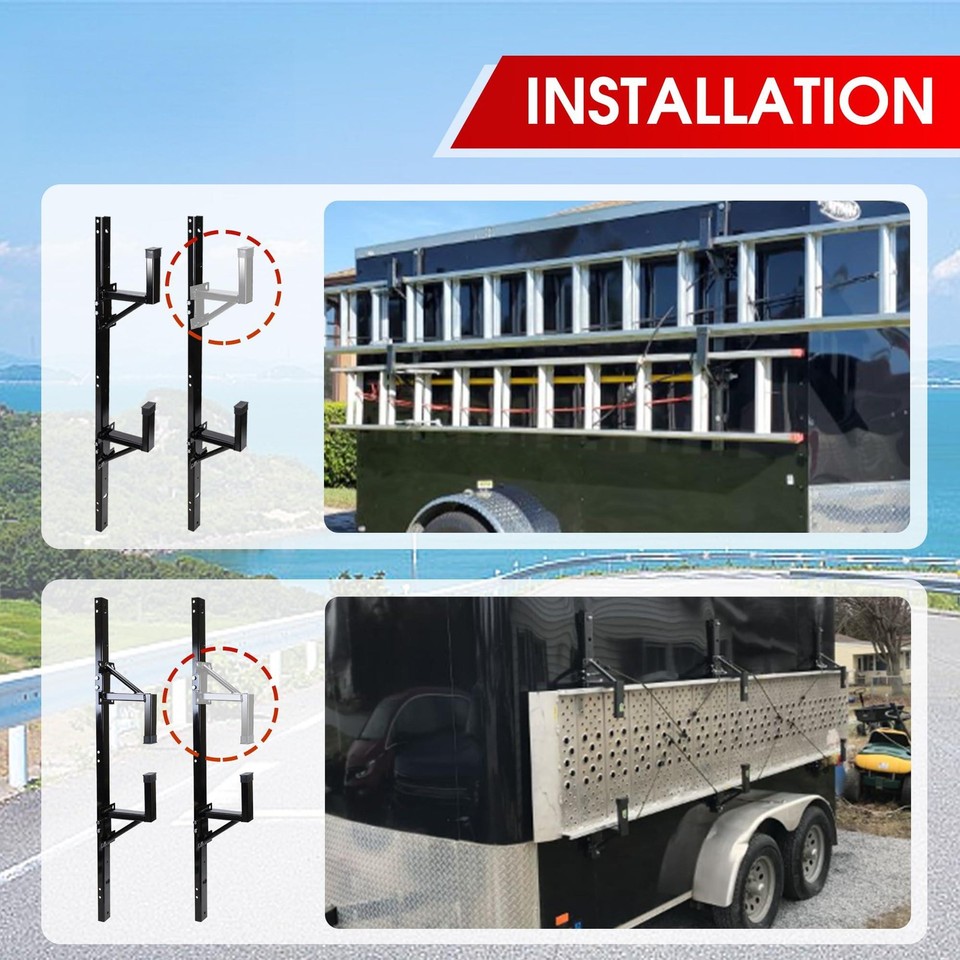 Adjustable Trailer Side Ladder Rack for Enclosed Trailers Exterior Wall ...