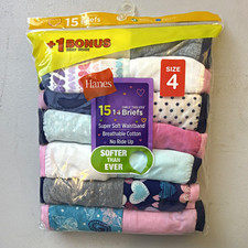 Hanes Girls Tagless Brief Underwear Breathable No Ride Up Cotton Multicolor 15