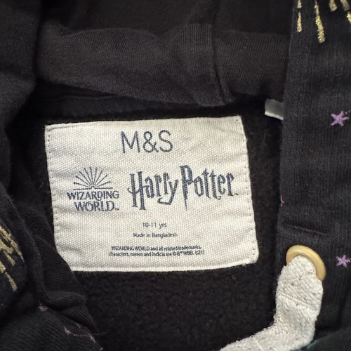 M&S Harry Potter Hogwarts Black Gold Hooded Sweatshirt Hoodie Kids M Age 10-11 - Picture 7 of 8