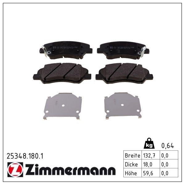 Zimmermann BremsbelÄGe Bremsbelagsatz Vorne FüR Hyundai Accent 4 I20 KIA RIO 3 4-image