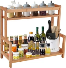Kitchen Countertop Organizer Bamboo Spice Rack - Coffee 2 Tier 