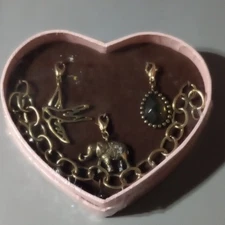 Heart Box Charm Bracelet Set w/ Dove Elephant Charms Horizon Group USA New 