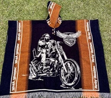 Harley Davidson Alpaca Wool Poncho Unisex, One Size.