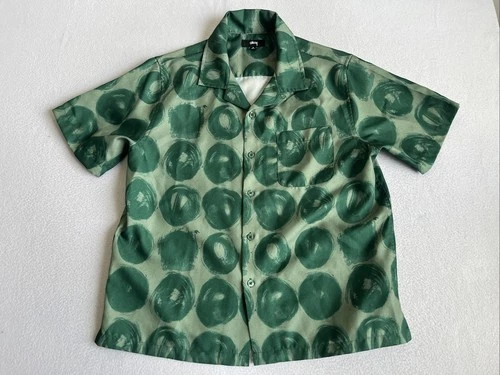 STUSSY HAND DRAWN DOT SHIRT GREEN SIZE SMALL Streetwear Button down pocket - product listing photo