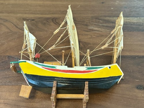 Vintage Holz Handarbeit Modell Chinesisches Schrottschiff Schiff Boot Maritim 8" - Bild 12 von 15