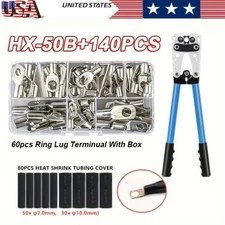 140PCS Cable Lug Connectors / 6-50mm2 Large Wire Terminal Crimping Tool Crimper