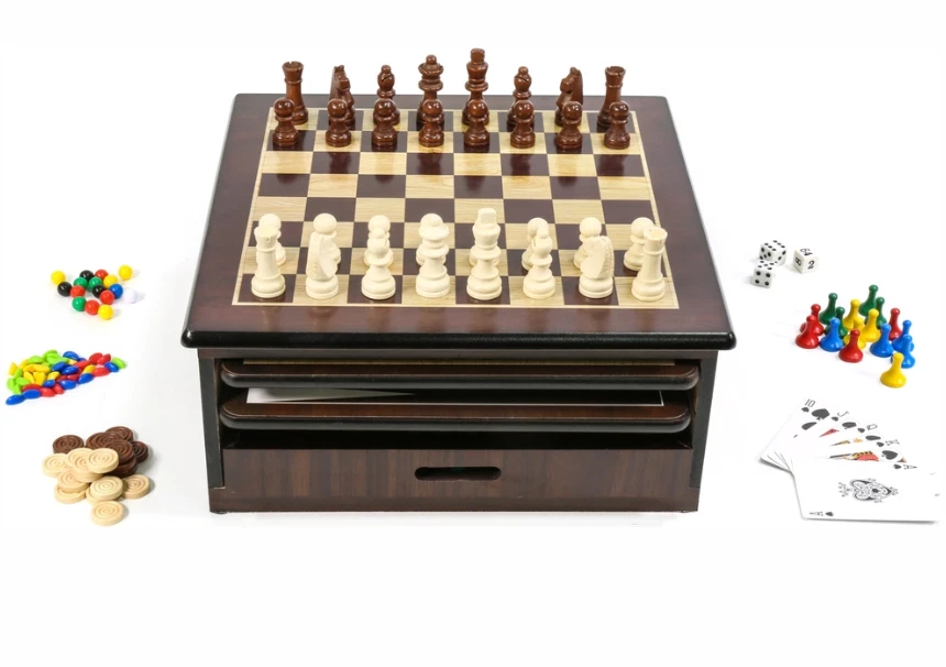 Deluxe Wooden Game House 10in1 Board Game Chess Checkers Backgammon Ludo Mancala - Image 4 of 4