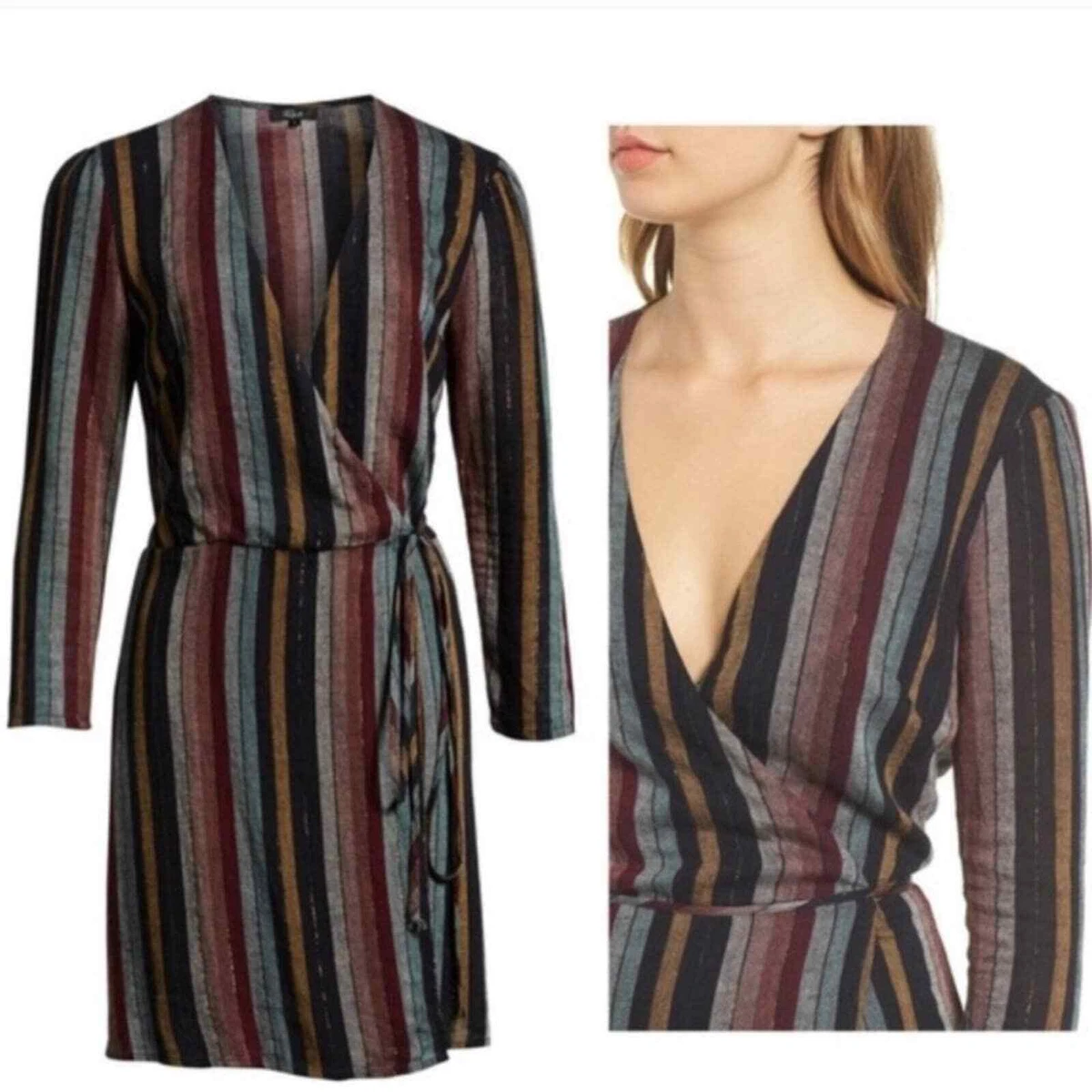 Rails Lola Metallic Wrap Dress in Varadero Stripe Size Medium | eBay