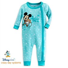 NEW Disney Store Mickey Snuggle Time One Piece Snap Pajamas Playsuit 12 18 24 M