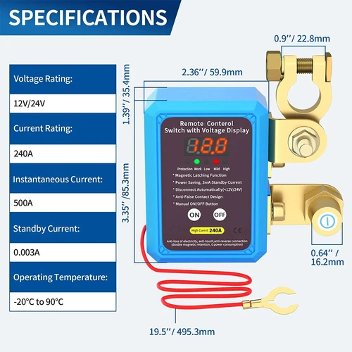 Dual Remote Car Battery Disconnect Relay Master Kill Cut-off Switch with Display - Picture 2 of 8