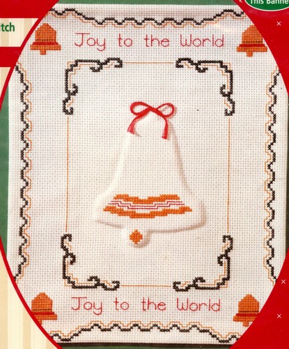 Christmas Bell - Plaid Embossed Counted Cross Stitch KIT - 8 x 10" Banner - NEW - Picture 2 of 3