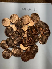 1994 (P) "BU"  LINCOLN MEMORIAL CENT PENNY ROLL  50 COINS