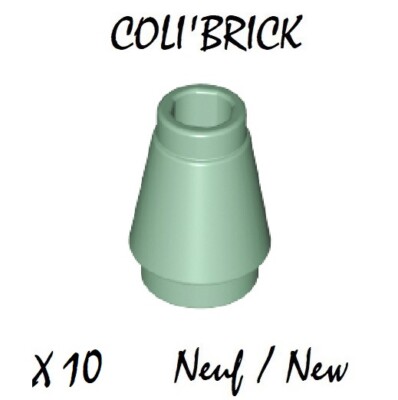 Lego 4589 b - 10x Stein / Kegel 1x1 Top Groove - Grün / Sand Green - NEU NEW