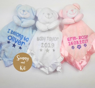 personalised teddy comforter