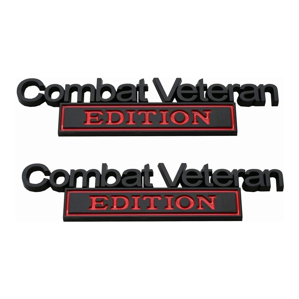 2pcs Combat Veteran EDITION Emblem 3D Badge Sticker Decal Nameplate Black Red