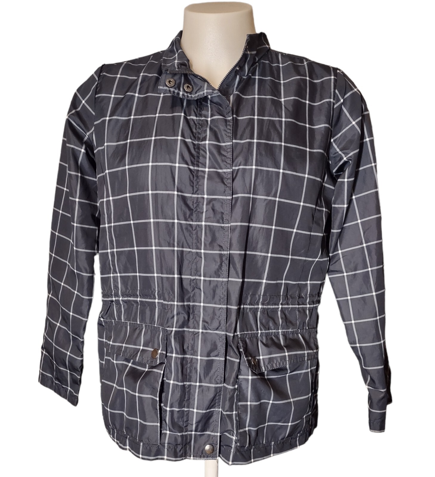 Windbreaker Woman's Medium Basic Editions Blue Pl… - image 3