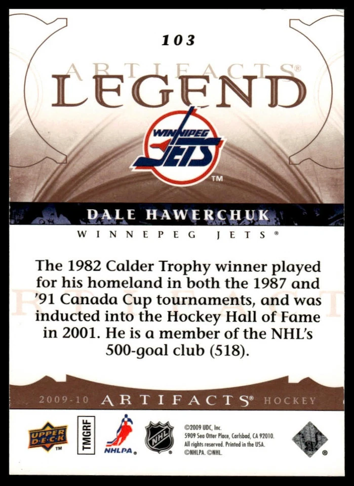 2009-10 Upper Deck Artifacts #103 Dale Hawerchuk #/999 - Image 2 of 2